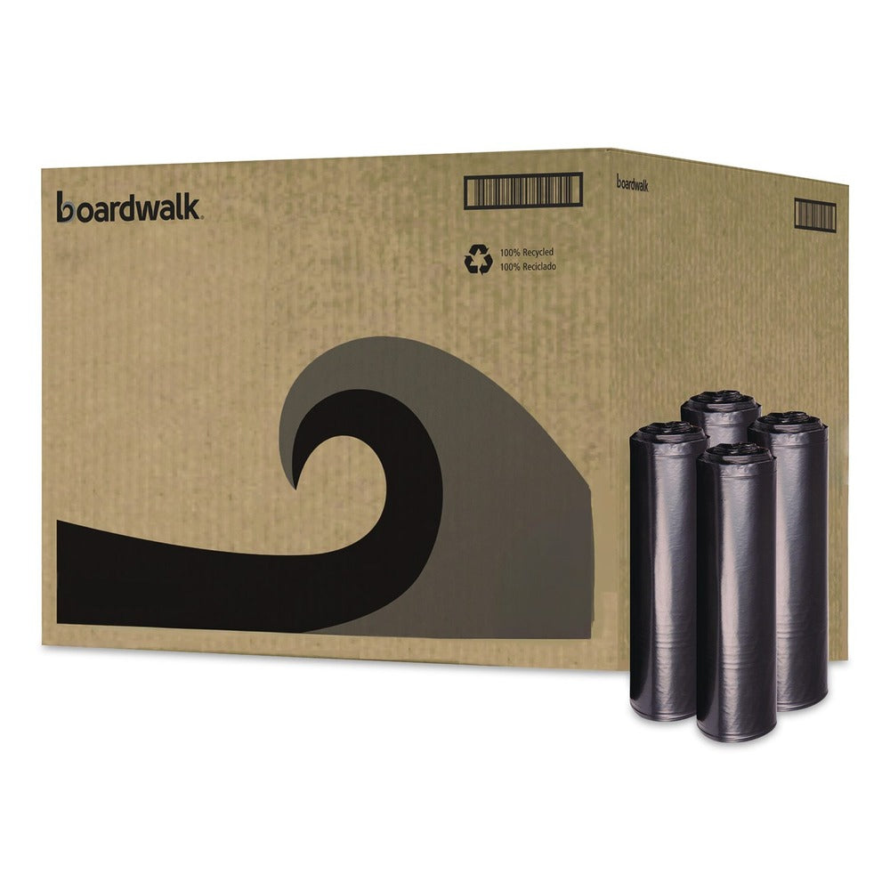 Boardwalk Reprocessed Resin Can Liners, 60 gal, 1.2 mil, 38 x 58, Black, 50 Rolls/Carton