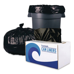 Boardwalk Reprocessed Resin Can Liners, 60 gal, 1.2 mil, 38 x 58, Black, 50 Rolls/Carton