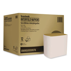 Boardwalk 6.3 in. x 8.5 in. 1-Ply Interfold Napkins - Kraft (12/Carton)