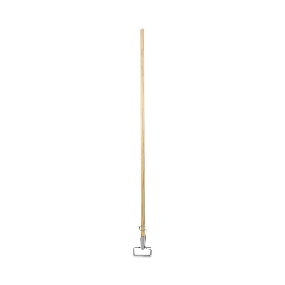 Boardwalk 60 in. Wood Spring Grip Metal Head Mop Handle for Most Mop Heads - Natural