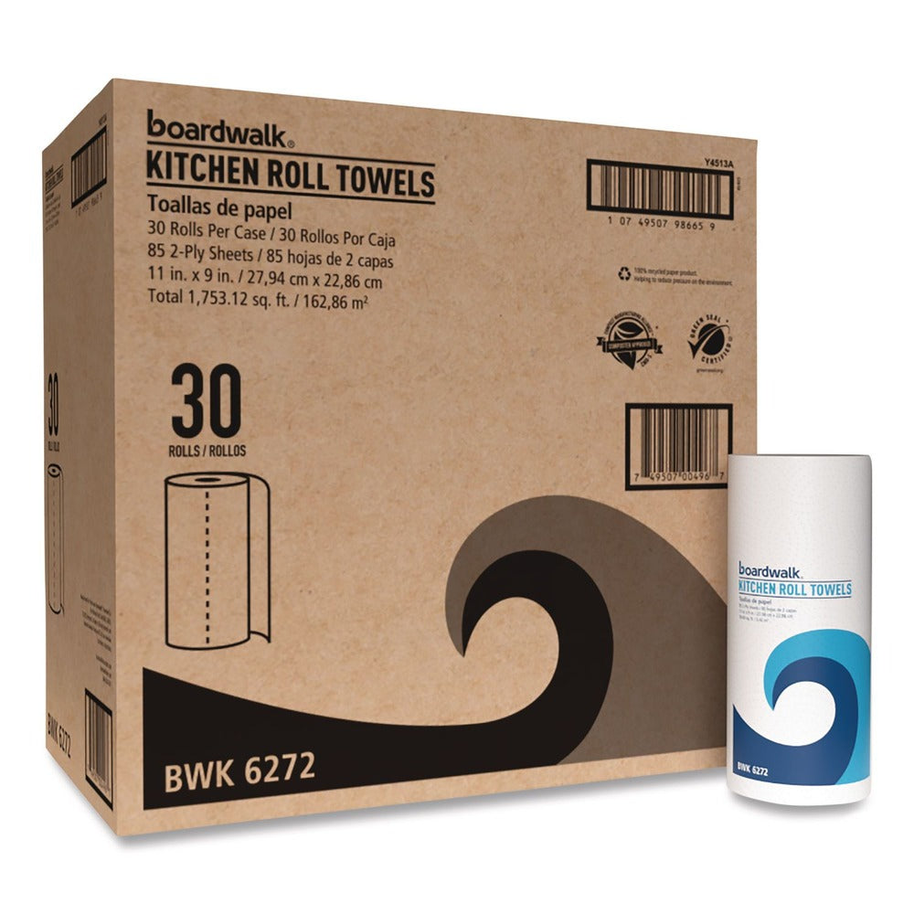 Boardwalk 4513 11 in. x 9 in. 2-Ply Kitchen Roll Towel - White (30/Carton)