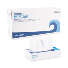 Boardwalk BWK6500B 2-Ply Office Packs Facial Tissue Flat Box - White (30/Carton)