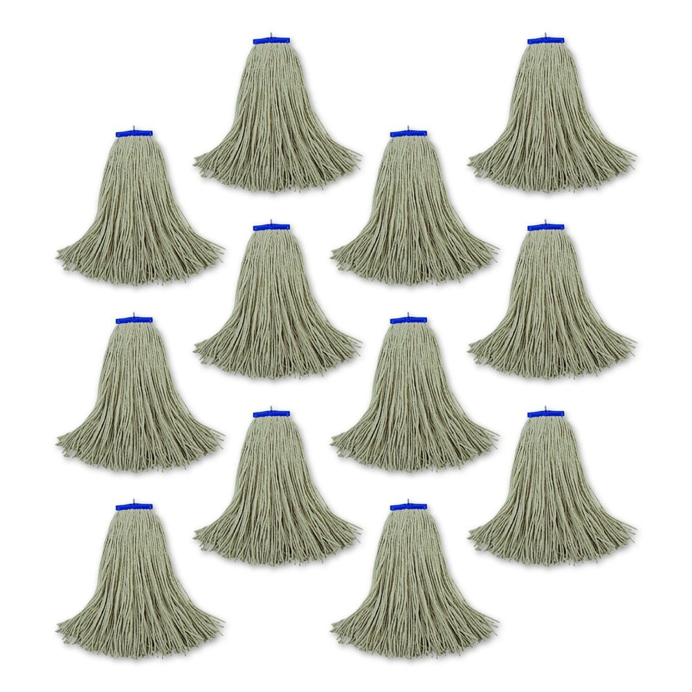 Boardwalk 24 oz. Cut-End Lie-Flat Cotton Wet Mop Head - White (12/Carton)