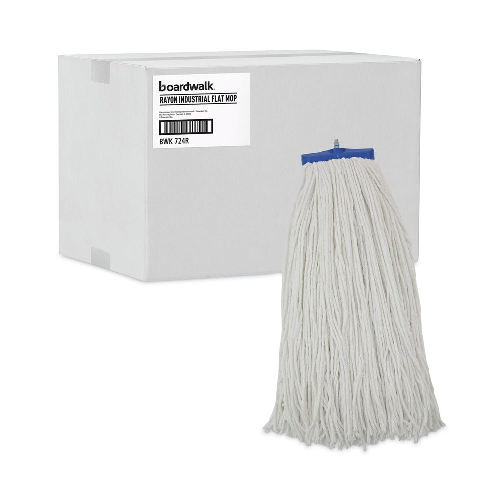 Boardwalk 24 oz. Cut-End Lie-Flat Rayon Wet Mop Head - White (12/Carton)