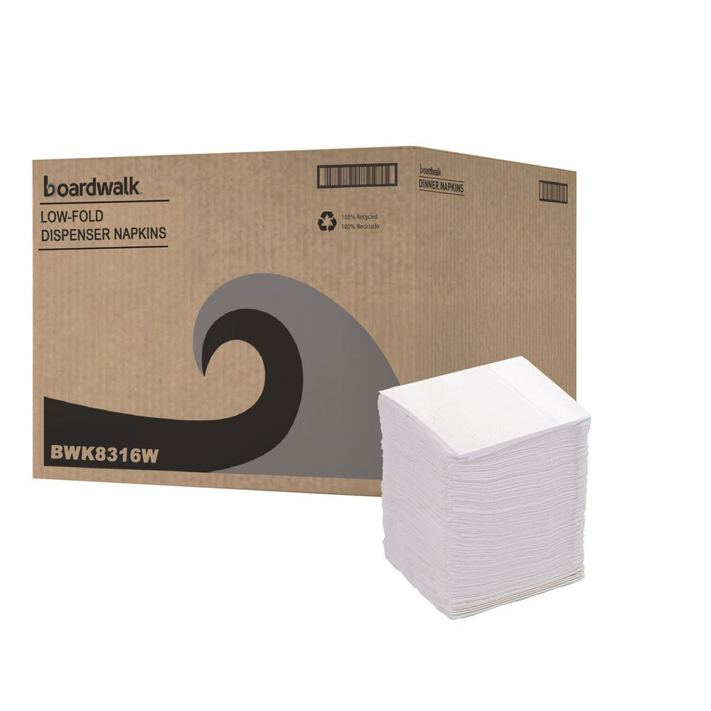 Boardwalk 7 in. x 12 in. 1-Ply Low-Fold Dispenser Napkins - White (8000/Carton)