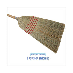 Boardwalk 55 in. Overall Length Parlor Broom with Corn Fiber Bristles - Natural