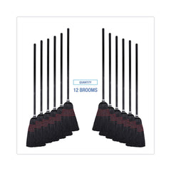 Boardwalk 10 in. x 58.5 in. Wood Handle Flagged Tip Poly Bristle Janitor Brooms - Natural/Black (1 Dozen)