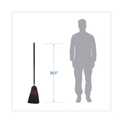 Boardwalk 10 in. x 58.5 in. Wood Handle Flagged Tip Poly Bristle Janitor Brooms - Natural/Black (1 Dozen)