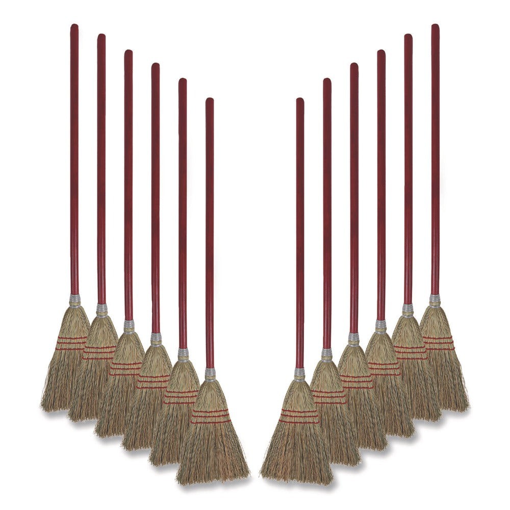 Boardwalk Corn Fiber Lobby/Toy Broom with 39 in. Wood Handle - Red/Yellow (12/Carton)
