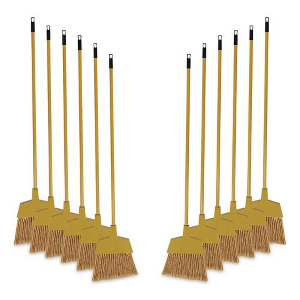 Boardwalk 55 in. Handle Corn Fiber Angled-Head Lobby Brooms - Yellow (12/Carton)