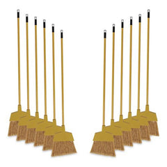 Boardwalk 55 in. Handle Corn Fiber Angled-Head Lobby Brooms - Yellow (12/Carton)