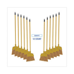 Boardwalk 55 in. Handle Corn Fiber Angled-Head Lobby Brooms - Yellow (12/Carton)