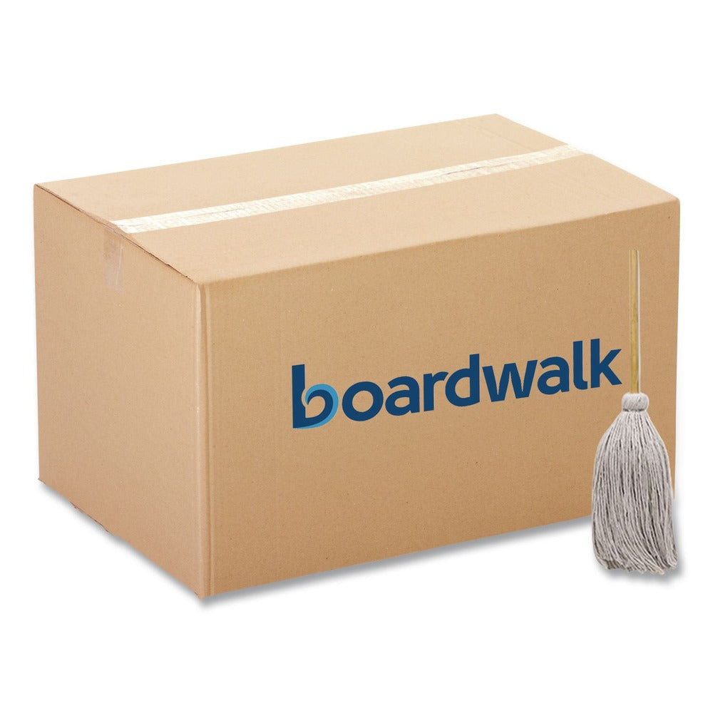 Boardwalk 50 in. Wood Handle #32 Cotton Head Deck Mop - White (6/Carton)