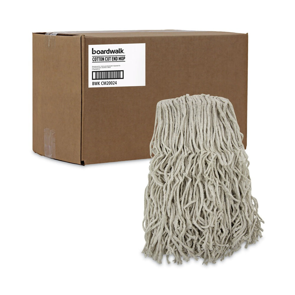Boardwalk 24 oz. Banded Cotton Mop Heads - White (12/Carton)