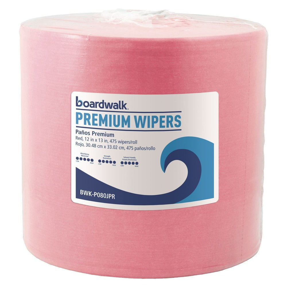 Boardwalk 12 in. x 12 in. Hydrospun Wipers - Red (475/Roll)