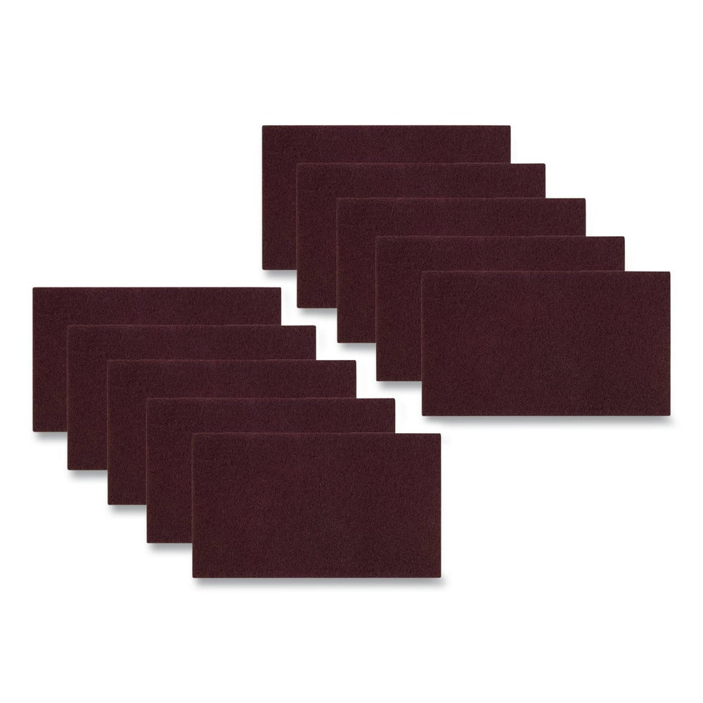 Boardwalk 28 in. x 14 in. Deep Scrub Pads - Maroon (10/Carton)
