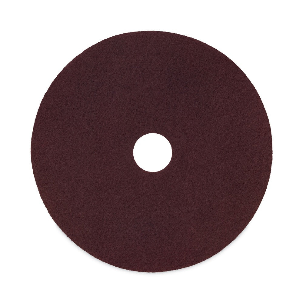 Boardwalk 16 in. Diameter Deep Scrub Pads - Maroon (10/Carton)