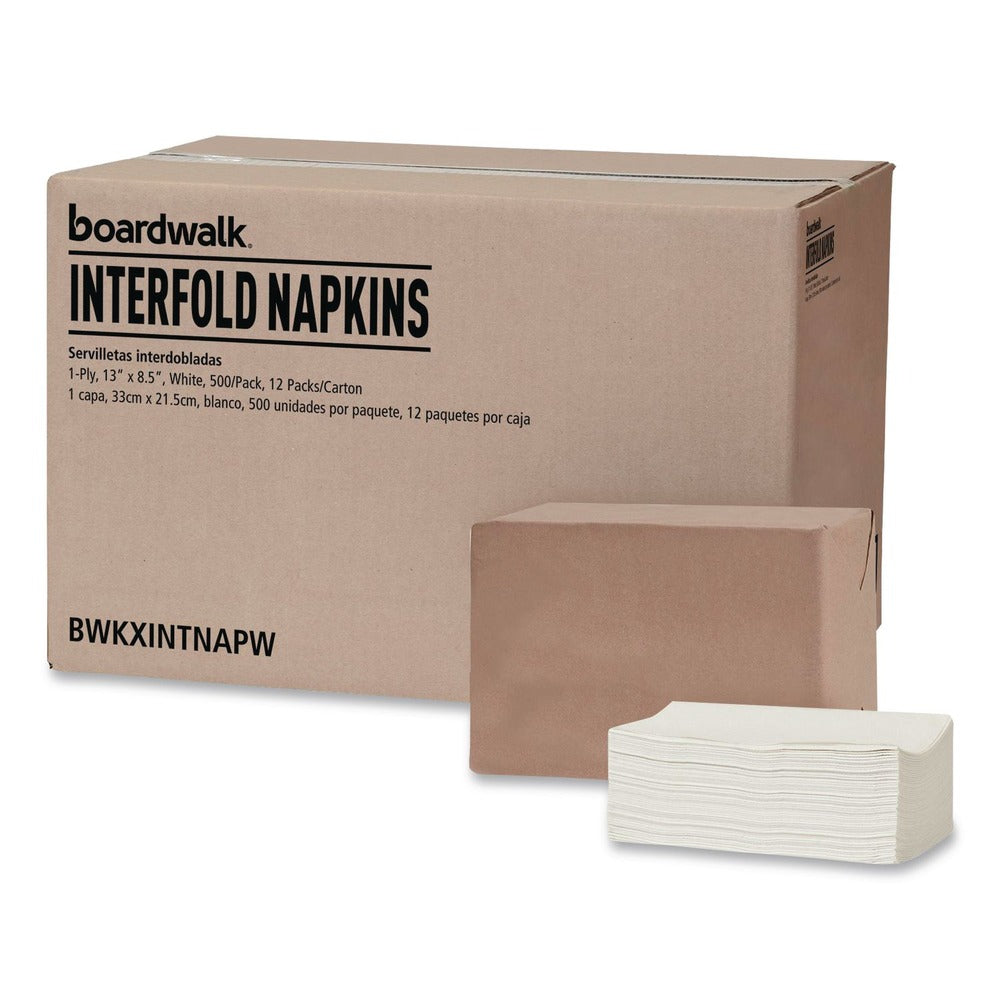 Boardwalk 13 in. x 8.5 in. 1-Ply Interfold Dispenser Napkins - White (12/Carton)