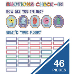 Carson-Dellosa 46-Piece 7.9 in. x 15 in. We Stick Together Emotions Check-In Curriculum Bulletin Board Set - Multicolor