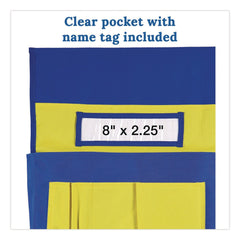 Carson-Dellosa 15 in. x 1.5 in. x 19 in. Fabric Chairback Buddy for Student Chairs - Medium, Blue/Yellow