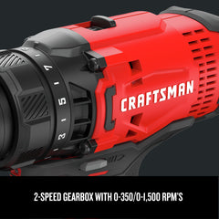Factory Reconditioned Craftsman 20V Variable Speed Lithium-Ion 1/2 in. Cordless Drill Driver Kit (1.3 Ah)