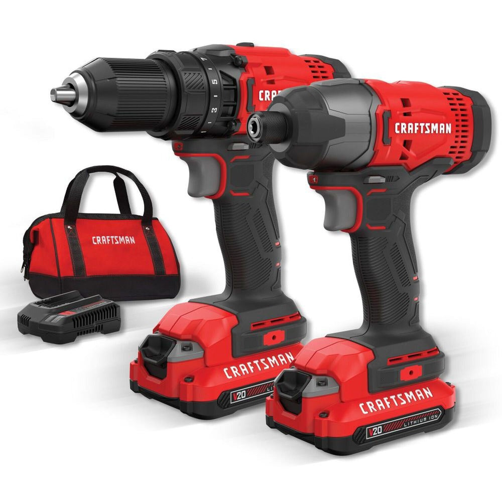 Factory Reconditioned Craftsman 20V Variable Speed Lithium-Ion 1/2 in. Cordless Drill Driver and 1/4 in. Impact Driver Combo Kit with 2 Batteries (1.3 Ah)