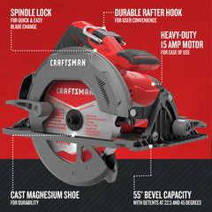 Factory Reconditioned Craftsman 15 Amp 7-1/4 in. Corded Circular Saw