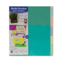 C-Line 11.5 in. x 10 in. 5-Tab Index Dividers with Multi-Pockets - Assorted (1-Set)
