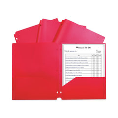 C-Line 3-Hole Punch 11 in. x 8.5 in. 2-Pocket Heavyweight Poly Portfolio Folder - Red (25/Box)