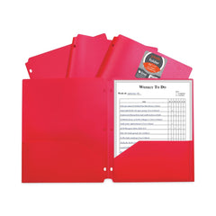 C-Line 3-Hole Punch 11 in. x 8.5 in. 2-Pocket Heavyweight Poly Portfolio Folder - Red (25/Box)