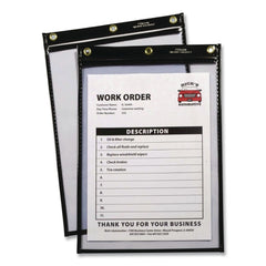 C-Line Super Heavy-Duty Top Load 5 in. x 8 in. Insert Stitched Shop Ticket Holders - Clear Front, Black Border (25/Box)