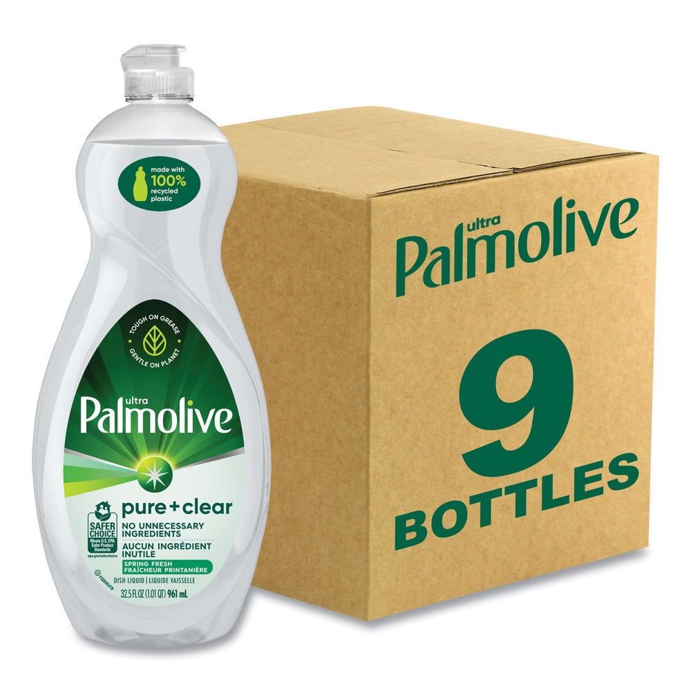 Palmolive 32.5 oz. Bottle Pure plus Clear Dishwashing Liquid - Spring Fresh (9/Carton)