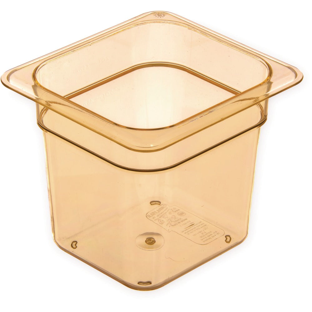 Carlisle 3088513 6.38 in. x 6.75 in. x 6 in. 2.5 qt. StorPlus High Heat Plastic Food Pan - Amber