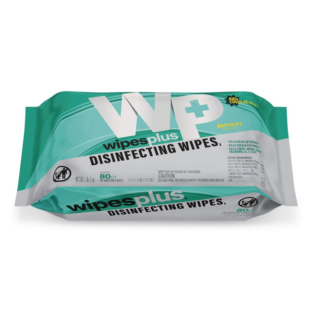 Carlisle WipesPlus 7 in. x 8 in. 1-Ply Disinfecting Surface Wipes - Lemon/White
