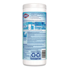 Clorox 01593 7 in. x 8 in. 1-Ply Disinfecting Wipes - Fresh Scent, White (35/Canister)