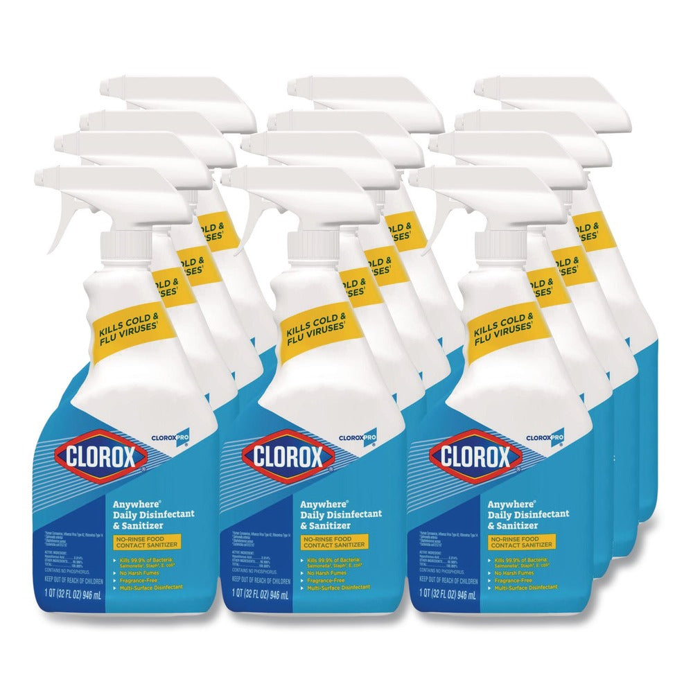 Clorox 01698 32 oz. Spray Bottle Anywhere Daily Disinfectant and Sanitizer (12/Carton)