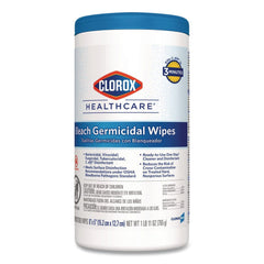 Clorox Healthcare 6 in. x 5 in. 1-Ply Bleach Germicidal Wipes - Unscented, White (150/Canister)