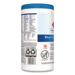 Clorox Healthcare 6 in. x 5 in. 1-Ply Bleach Germicidal Wipes - Unscented, White (150/Canister)