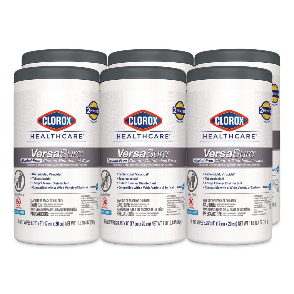 Clorox Healthcare 6.75 in. x 8 in. 1-Ply VersaSure Cleaner Disinfectant Wipes - Fragranced White (6/Carton)