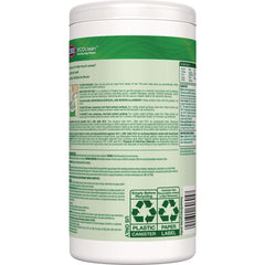 Clorox 8 in. x 7 in. 1-Ply CloroxPro EcoClean Disinfecting Wipes - Unscented, White (6/Carton)