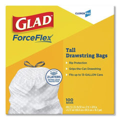 Glad 78526 Tall 13 gal. 24 in. x 27.38 in. Kitchen Drawstring Trash Bags - Gray (100 Bags/Box, 4 Boxes/Carton)