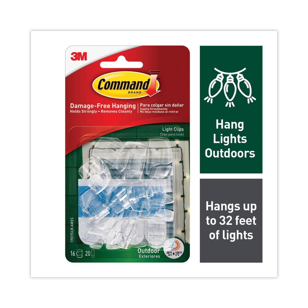 Command Small Plastic All Weather Hooks and Strips - Clear (24/Pack)