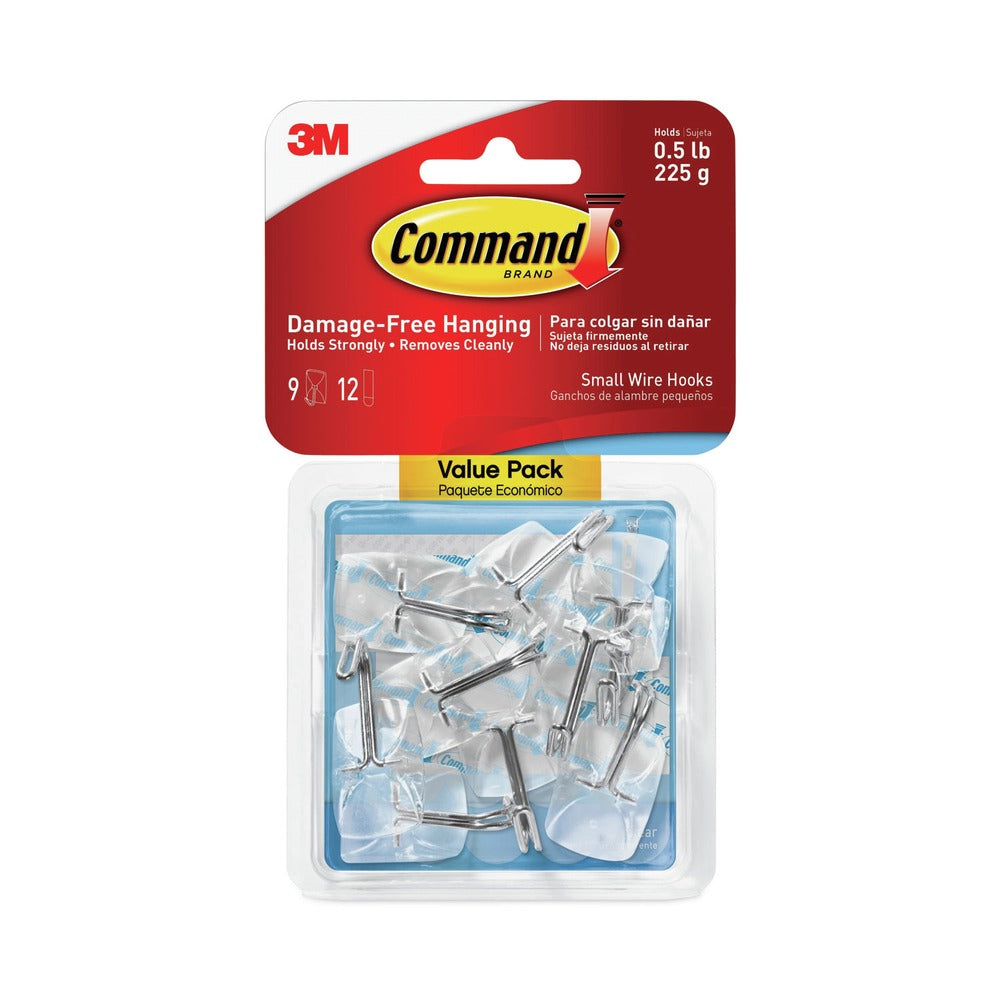 Command 0.5 lbs. Capacity Small Plastic/Metal Hooks and Strips - Clear (9/Pack)
