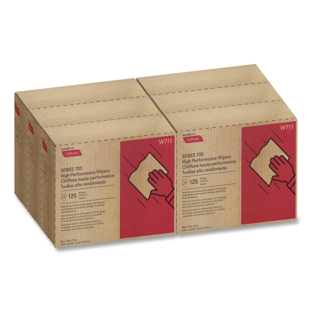 Cascades PRO 9.75 in. x 16.75 in. Tuff-Job S700 High Performance Wipers - Blue (6 Boxes/Carton)