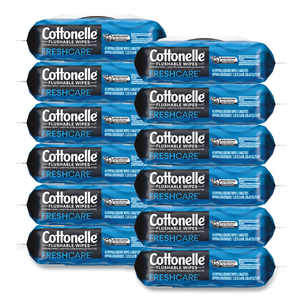 Cottonelle Fresh Care 3.75 in. x 5.5 in. 1-Ply Flushable Cleansing Cloths - White (12/Carton)