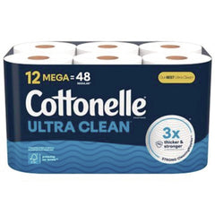 Cottonelle Ultra CleanCare 1-Ply Septic Safe Strong Bath Tissue Toilet Paper - White (4/Carton)