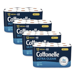 Cottonelle Ultra CleanCare 1-Ply Septic Safe Strong Bath Tissue Toilet Paper - White (4/Carton)