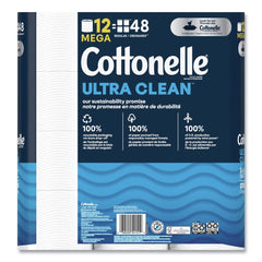 Cottonelle Ultra CleanCare 1-Ply Septic Safe Mega Rolls Strong Tissue Toilet Paper - White (48/Carton)