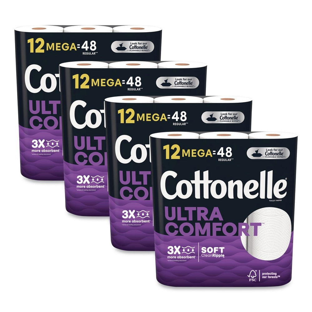 Cottonelle Ultra ComfortCare 2-Ply Septic Safe Mega Rolls Soft Tissue Toilet Paper - White (48/Carton)