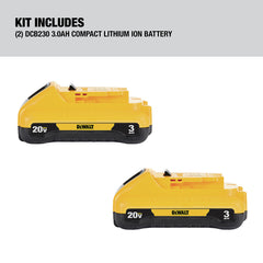 Dewalt (2) 20V MAX 3 Ah Lithium-Ion Batteries